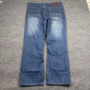 Perry Ellis Premium Denim Jeans Mens 36x30 Blue Straight Leg Cotton Faded Wash